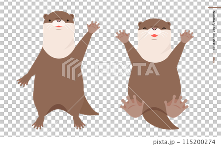 Smiling baby Asian small-clawed otter cute character illustration vector material 115200274