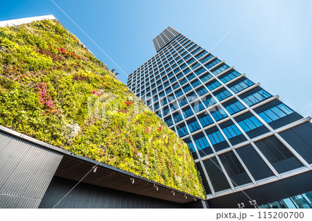 青空に見上げる中日ビル 115200700