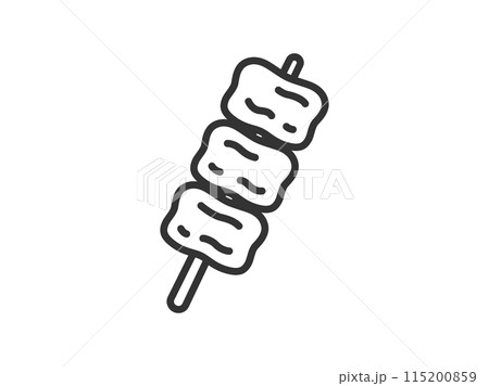 屋台の、牛カルビ串のアイコン（線画）のイラスト 115200859