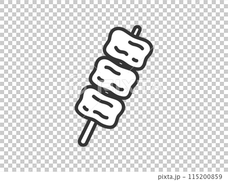 屋台の、牛カルビ串のアイコン（線画）のイラスト 115200859