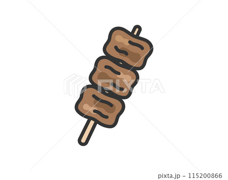 屋台の、牛カルビ串のアイコン（線画カラー）のイラスト 115200866