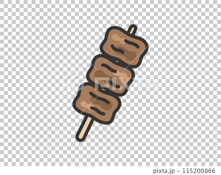 屋台の、牛カルビ串のアイコン（線画カラー）のイラスト 115200866