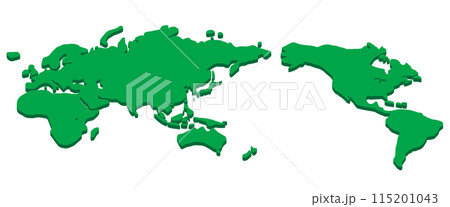 立体的なシンプルな世界地図　背景透過　ベクター素材 115201043