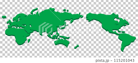 立体的なシンプルな世界地図　背景透過　ベクター素材 115201043