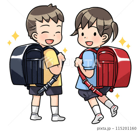 新しいランドセルを背負った子供 115201160