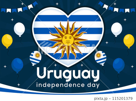 Happy Uruguay Independence Day Vector Illustration on 25 August featuring Waving Flag and Ribbon in National Holiday Flat Style Cartoon Background Happy Uruguay Independence Day Vector Illustration on 25 August featuring Waving Flag and Ribbon in National Holiday Flat Style Cartoon Background 115201379