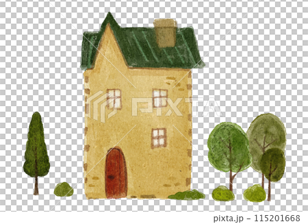 水彩畫冊風格可愛的房子插畫03 115201668