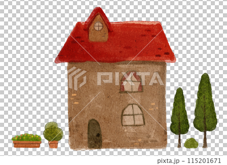 水彩繪本風格的可愛房子插圖 06 115201671