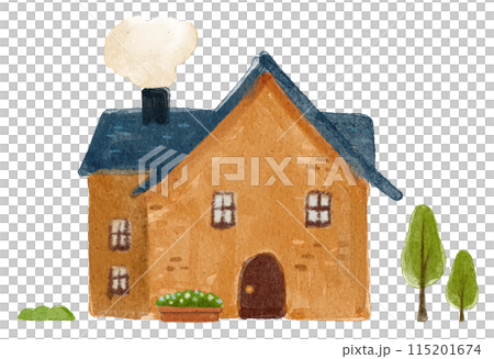 水彩繪本風格的可愛房子插圖 02 115201674