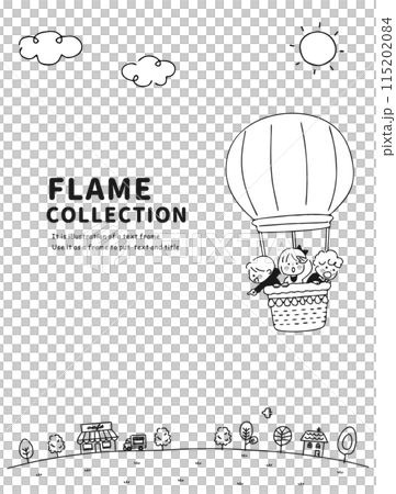 Children flying in the sky with a balloon 115202084