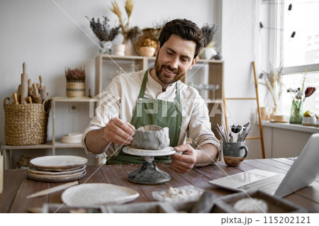 Workspace shows artistic creativity and craftsmanship. Workspace shows artistic creativity and craftsmanship. 115202121