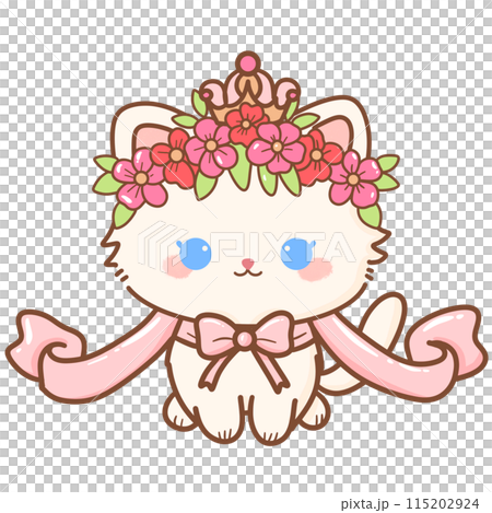 Hand drawn illustration Coquette style white kawaii cat kitty kitten wearing pink Ribbon Bow pastel color isolated on transparent background, perfect for valentines day gifts, nursery flower crown Hand drawn illustration Coquette style white kawaii cat kitty kitten wearing pink Ribbon Bow pastel color isolated on transparent background, perfect for valentines day gifts, nursery flower crown 115202924