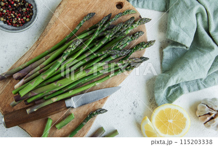 Fresh green asparagus 115203338
