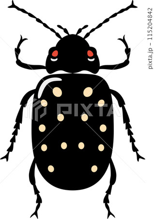 A bug with colorful color and beautiful pattern on its back wing. flat cartoon style. 115204842