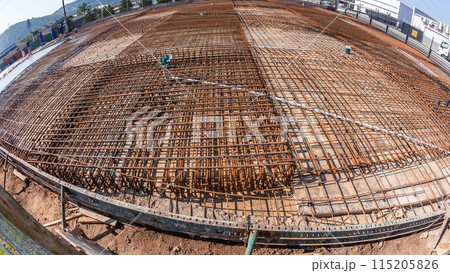 Construction Steel Concrete Pouring Close-Up 115205826