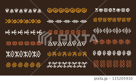 Abstract African tribal borders geometric strokes Abstract African tribal borders geometric strokes 115205910