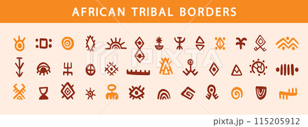 Abstract African tribal symbols geometric shapes 115205912