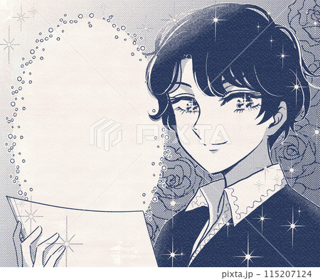 爽やかに書類を持つ美少年と心の声吹き出しのイラスト 115207124