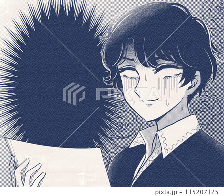 給与明細を見てショックを受ける少女漫画風の青年イラスト 115207125