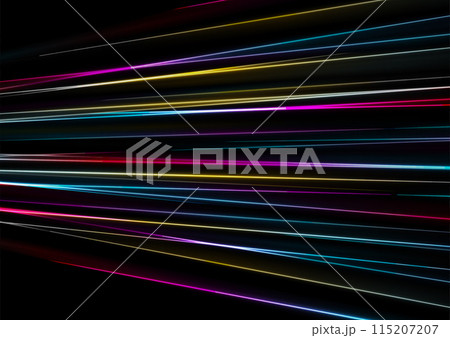 Colorful neon laser lines abstract geometric tech background 115207207