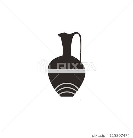 A vector image of a decorative amphora with a pattern in the form of line A vector image of a decorative amphora with a pattern in the form of line 115207474
