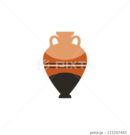 Ancient Greece amphora vector flat illustration, Roman old clay jug or retro vase with handles, vintage pitcher pottery 115207485