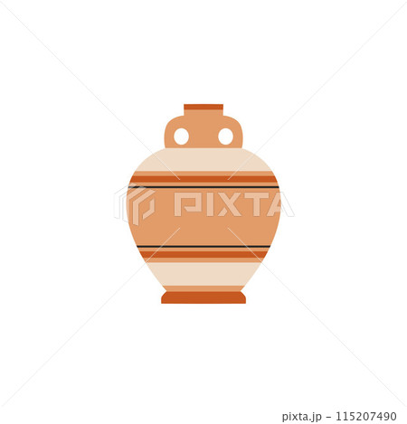 Vector illustration of an ancient Greek jug with a pattern in the form of lines 115207490