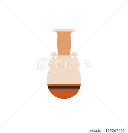 Ancient Greece amphora vector flat illustration, antique vase with handles, old clay jug, vintage pitcher pottery 115207491