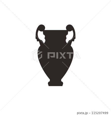 Ancient Greece amphora vase black silhouette vector, antique retro clay jug with decorative handles vintage pitcher, jar Ancient Greece amphora vase black silhouette vector, antique retro clay jug with decorative handles vintage pitcher, jar 115207499