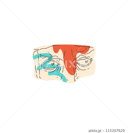 Gypsum face part eyes of the David face, modern painted statue, antique Greek sculpture ancient vector colorful line art Gypsum face part eyes of the David face, modern painted statue, antique Greek sculpture ancient vector colorful line art 115207620