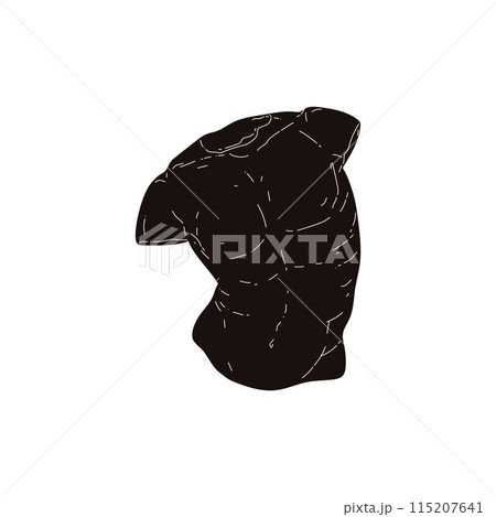 Ancient sculpture male body black icon, stone David statue, antique Greek sculpture of part nude man body vector art Ancient sculpture male body black icon, stone David statue, antique Greek sculpture of part nude man body vector art 115207641