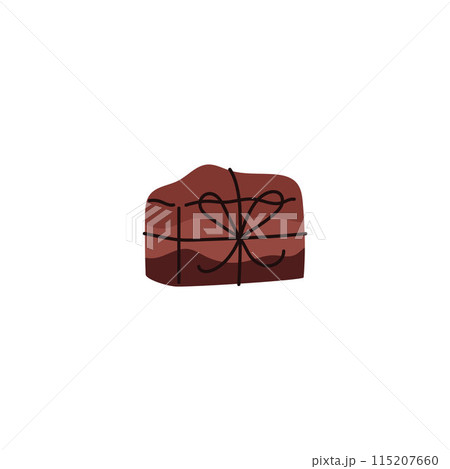 Handmade natural brown soap bar vector flat illustration, herbal or chocolate soap brick decorated with rope bow as gift 115207660