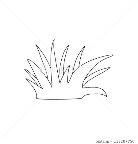 Patch of Grass Line art Vector icon for Nature App and Website. Vector Outline Black and White Illustration Isolated on Background. Plant concept, Garden Botany Silhouette, Hand Drawn Graphic Art. 115207750
