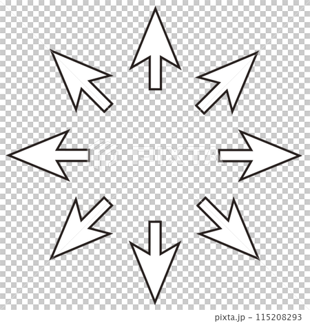 Eight backward line drawing arrow set illustration 115208293