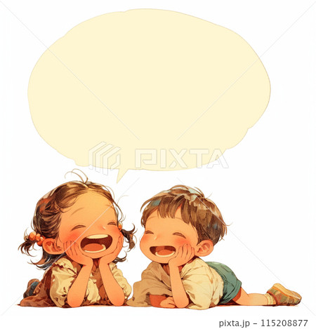 話し合う二人の子どもたちと吹き出し 115208877