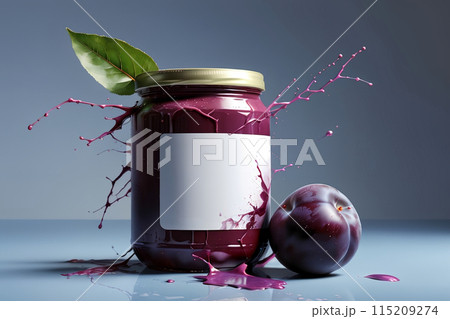 canned food, ripe plums canned in jars canned food, ripe plums canned in jars 115209274
