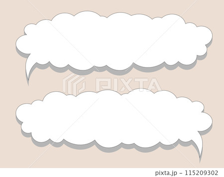 横長吹き出し　もこもこ雲　影シャドー 115209302