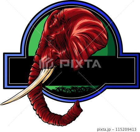 vector illustration of Elephant head digital draw 115209413