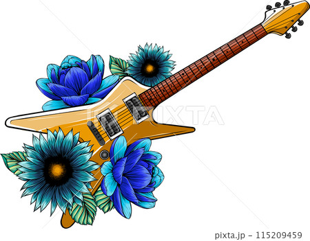 draw colorful Electric guitar vector illustration design 115209459