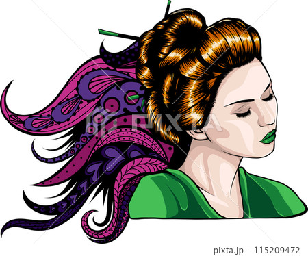asian head woman Geisha vector illustration design 115209472