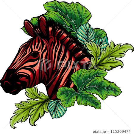 hand draw Zebra head vector illustration design 115209474