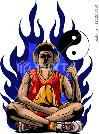 athlete with yin yang symbol vector illustration 115209514