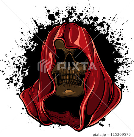 colored draw of human skull vector illustration design 115209579