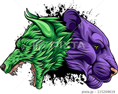 colored wolf head mascotn vector illustration design colored wolf head mascotn vector illustration design 115209619