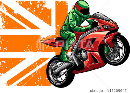 sportbike racer riding fast vector illustration design 115209645