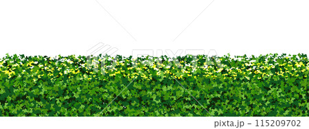 Top of green hedge with white flowers as a seamless endless pattern 115209702