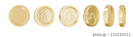 Golden money set. Set of rotating gold coins 115210511