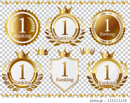 A set of 6 luxurious No. 1 emblems in white and gold 115211239