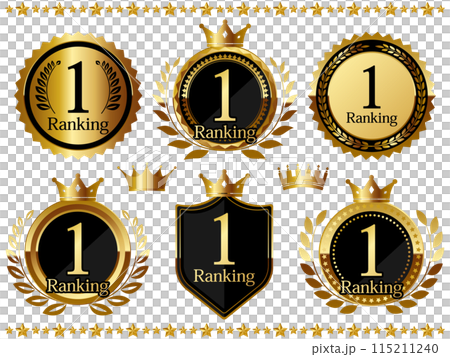 高級感のあるランキングNo.1のエンブレム6種セット　ブラック＆ゴールド 115211240