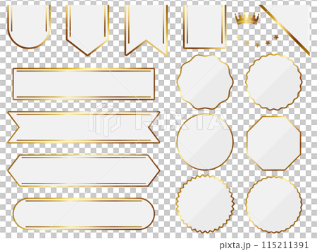高級感のあるフレーム15種セット　ホワイト＆ゴールド 115211391